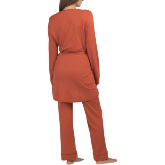 COSABELLA 3pc Pima Cotton Blend Robe Camisole And Pants Set - Picture 2 of 4